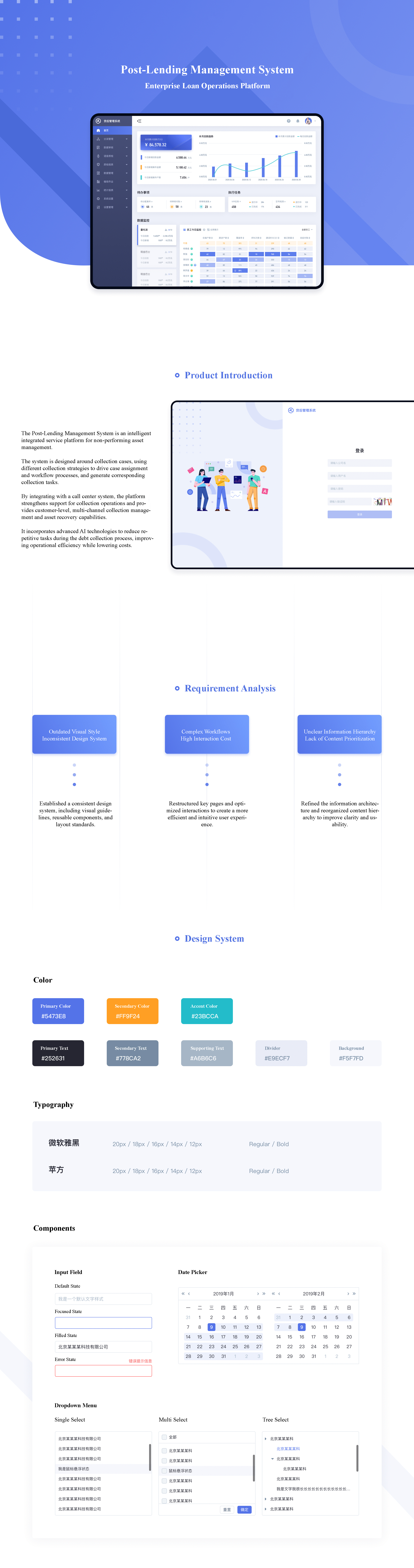 Post-Lending Management System overview and design system