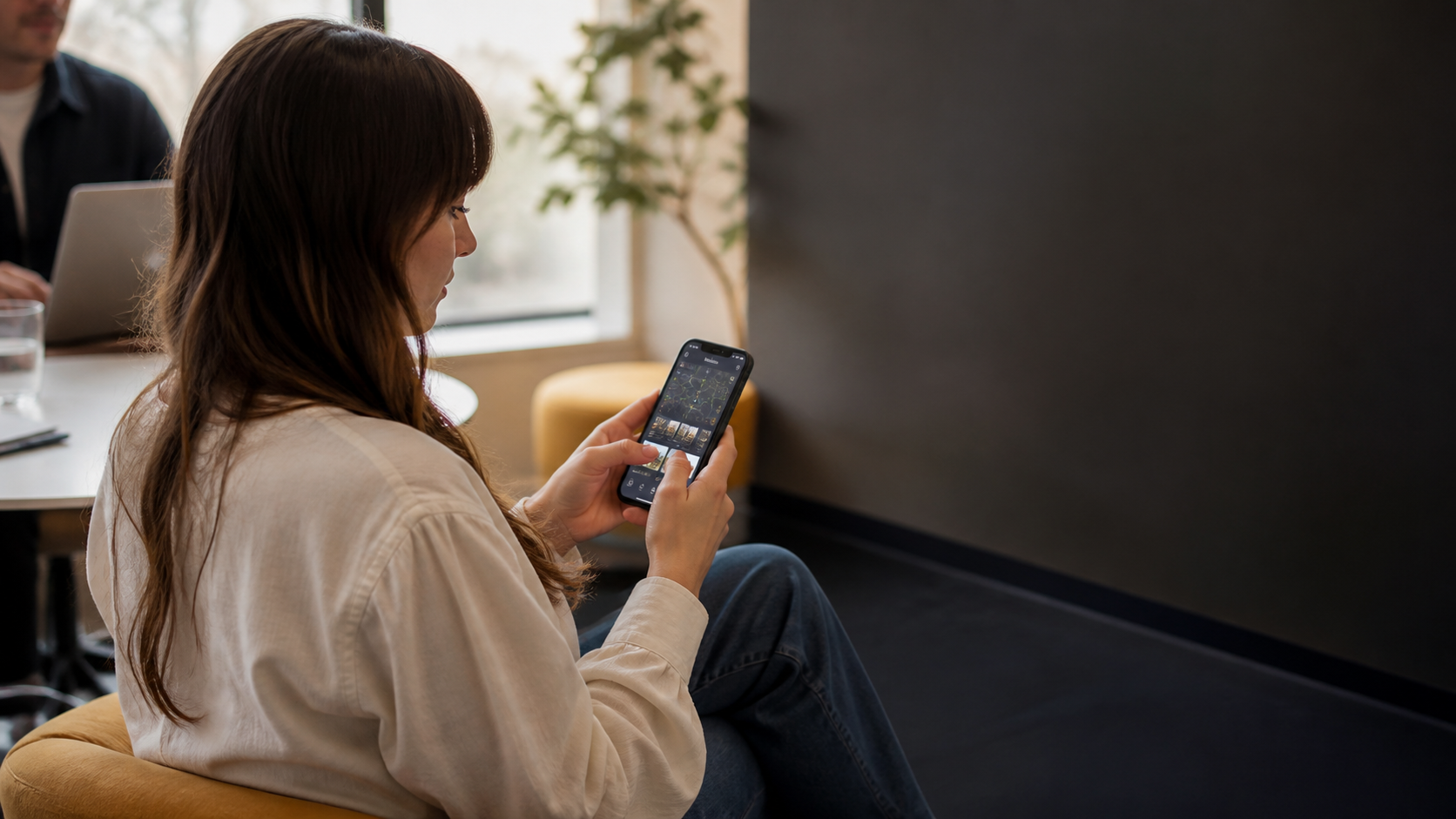 Participant testing the Polyverse city exploration experience